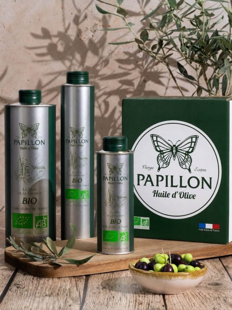 Gamme d'huile d'olive bio Papillon - Le Mas de la Grange